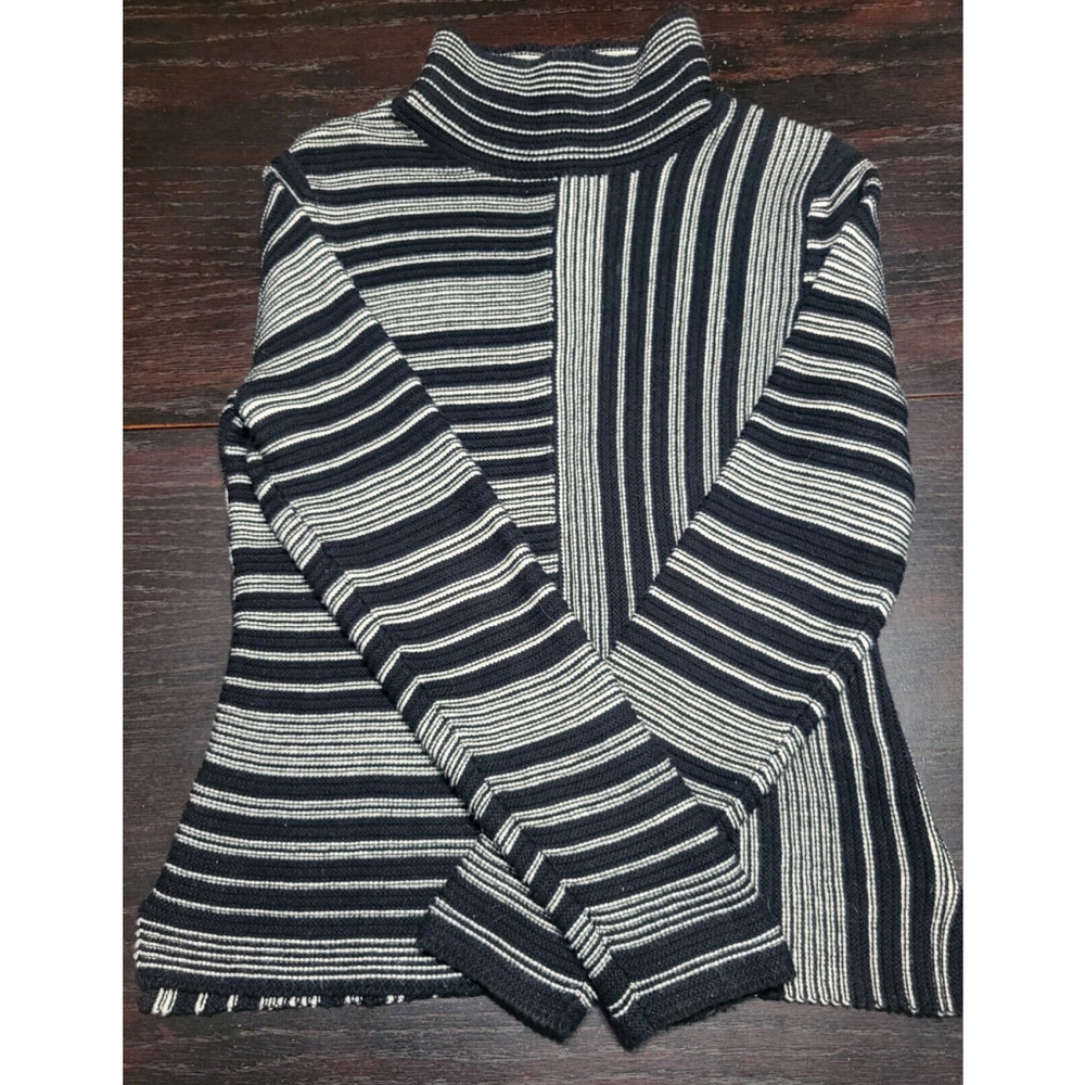 Habitat Clothes To Live In Mock Turtleneck Sweater Black And White Striped XS